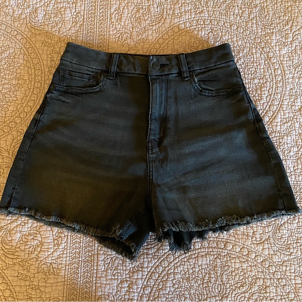 American Eagle black high rise jean shorts